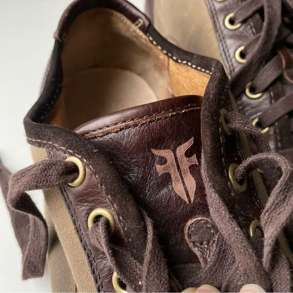 Frye Justin Low lace up sneaker leather canvas size 9 - Picture 8 of 12